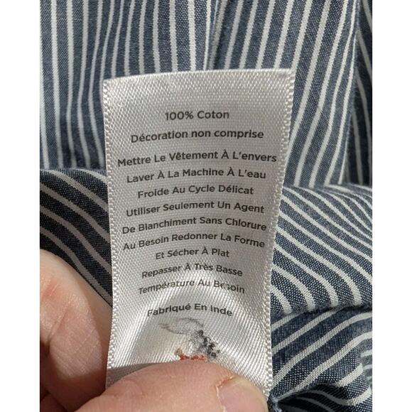 Talbot's Women's Striped Embroidered Floral Blouse Sz 1X Cotton Popover Boho - Picture 6 of 7